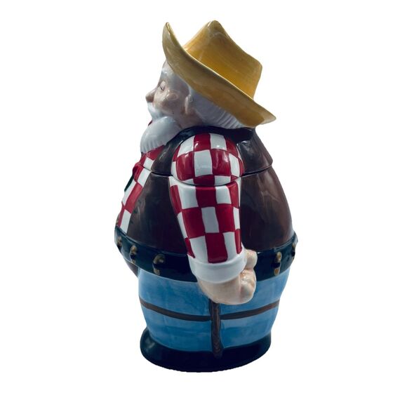 Christmas Musical Cookie Jar Cowboy Santa Claus Plays Jingle Bells Holiday Decor - Picture 2 of 13